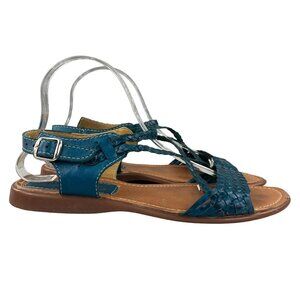 Chance Es Arias Women's Size UK 7 (US 9) Blue Woven Open Toe Ankle Strap Sandals
